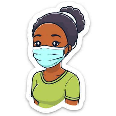 Black girl with face mask skincare sticker