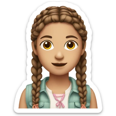 a girl with medium brown hair in braids and in summer outfit sticker
