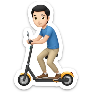 a young white man with black hair on an e-scouter sticker
