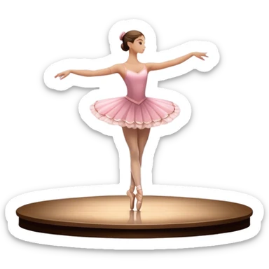 Icon for Ballet: a theater stage with silhouette of a ballerina in an elegant pose, surrounded by spotlight and stage lights. The icon should convey the grace and beauty of ballet, with focus on the dancer and the dramatic lighting. Transparent background. sticker
