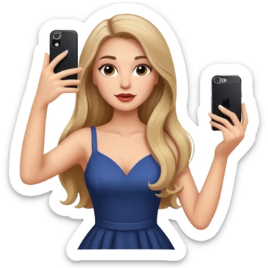 White woman gorgeous make up long hair taking selfie in dress sticker