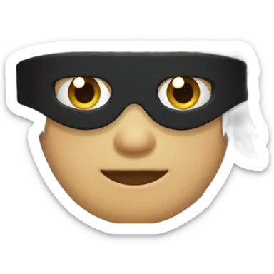 person with spiky white hair and a black blindfold sticker