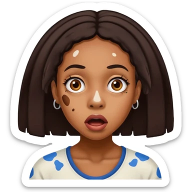 Emoji of a very shocked black female with vitiligo (alot of vitiligo patches) sticker
