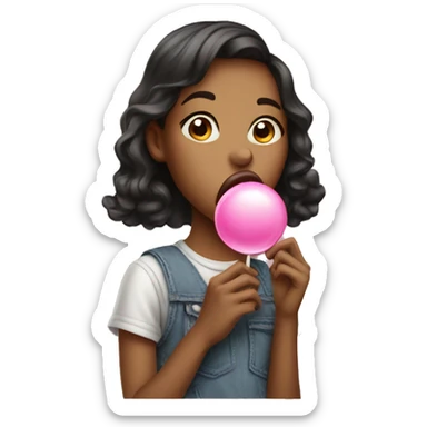 Girl blowing bubblegum sticker