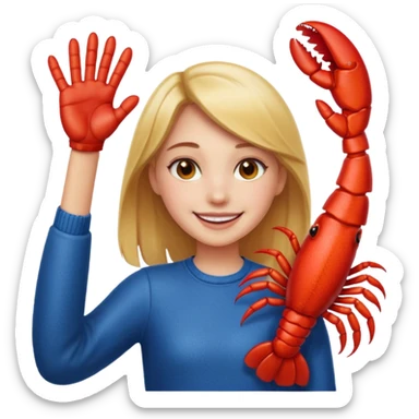 a lobster claw high five a girl emoji sticker