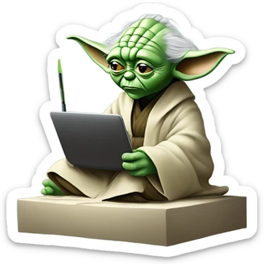 Master Yoda draws on a graphics tablet sticker