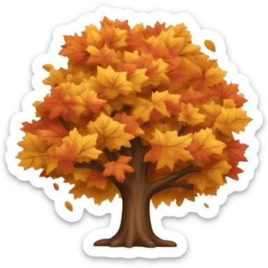 autumn tree with leaves falling  sticker