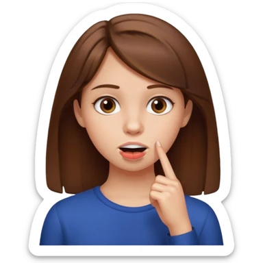 Girl who is putting her finger between her teeth sticker