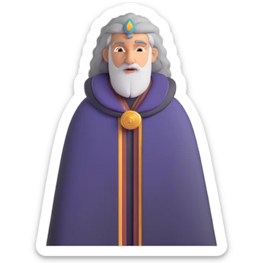 profile portrait of an Egyptian historian with long curly grey hair, wearing an Egyptian cloak, large aquiline nose sticker