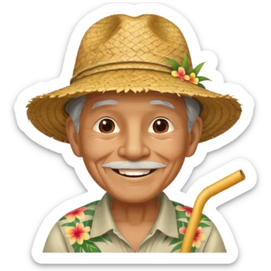 hawaiian old man with hat sticker