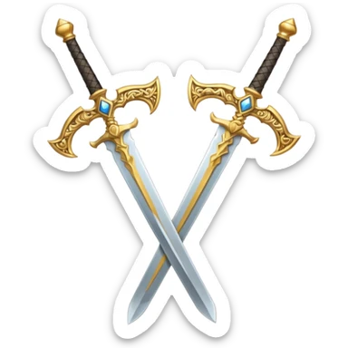 Two Golden royal swords with gold blades and gold handel sticker