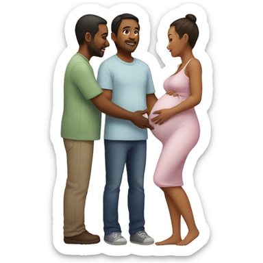 A pregnant woman with her husband  sticker