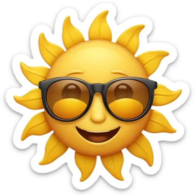 emoji of a sun with sunglasses, fish eye lens effect sticker