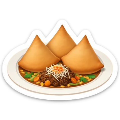 Uzbek cuisine humanless avatar in bright emoji-style illustration. Classic dishes like plov and samsa, warm golden and earthy tones, simple shapes, flat design, high contrast, friendly and appetizing. sticker