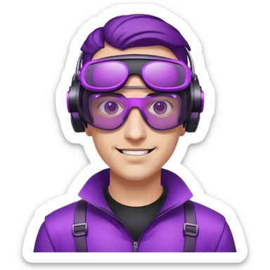 Cyberpunk man fappy head 3d puruple cyber VR -glasses sticker