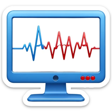 heartbeat line on monitor in blue and red colors sticker