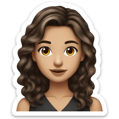 Brunette girl with long voluminous dark brown hair dark brown eyes with highlights balayage and graduation fit sticker