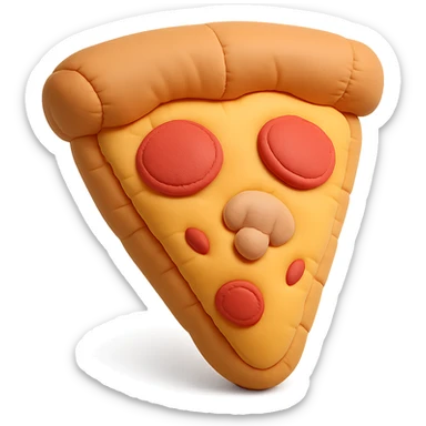 plushie style slice of pizza, soft and cute, cushion style sticker