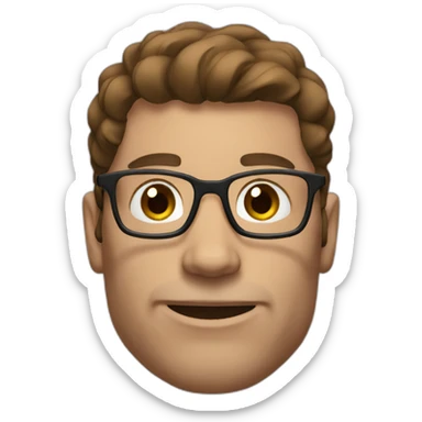 bodybuilder with brown hair and glasses without beard and clothes  sticker