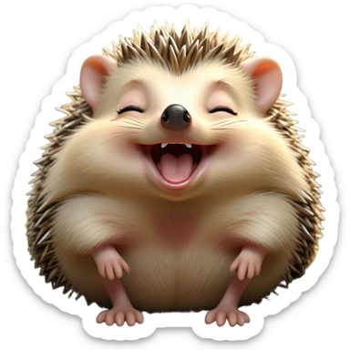 Cinematic Silly Yawning Hedgehog Portrait Emoji, Head tilted with a dramatic, wide-open yawn revealing a tiny, adorable snout and droopy quills, with sleepy, half-closed eyes, Simplified yet irresistibly cute features, highly detailed, glowing with a soft, cozy woodland light, high shine, relaxed yet humorously expressive, stylized with a dash of whimsical forest charm, soft glowing outline, capturing the essence of a drowsy yet endearing hedgehog that appears ready to stretch and yawn its way into your heart! sticker