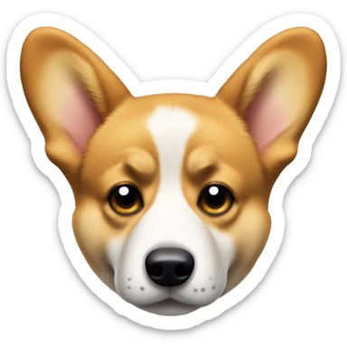 Sad Welsh corgi with droopy ears and a frown, looking heartbroken and down more realistic  sticker