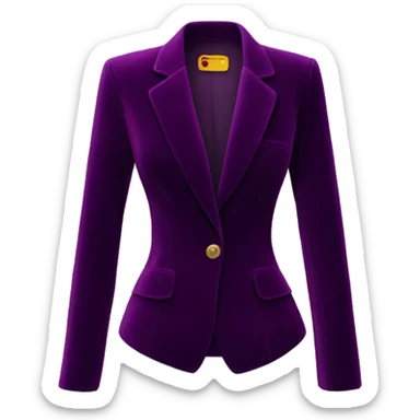 Realistic isolated dark plum purple velvet feminine fashion blazer jacket.  sticker