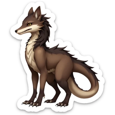 Brown and beige badass elegant wild beautiful natural cute badass epic anthro modern sergal-vernid-creature, full body, dark-brown-black-gradient pretty hair, outside, modern, aesthetic, art by LiLaiRa, art by art by Falvie sticker