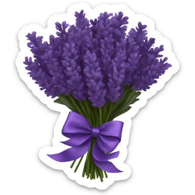 a beautiful aesthetic bouquet of dark purple  lavender tied with a silk purple ribbon sticker