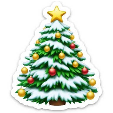 Snowy Christmas tree with nice decorations  sticker