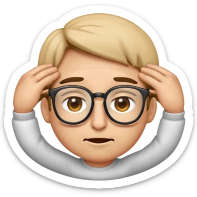 emoji where the hand is pinching the bridge of the nose, eyes squinting shut, and glasses on top of head sticker