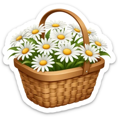 light brown basket with white daisies sticker