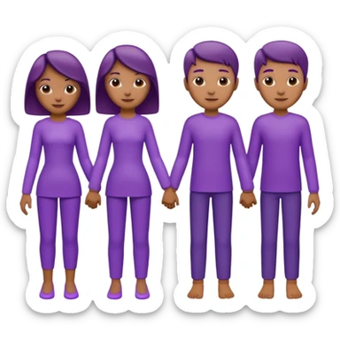 purple group without eyes and nose  holding hands sticker