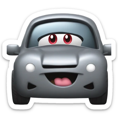 Metal cute mad Kirby Gray ball driving on car wheels with mad eyebrows game sticker