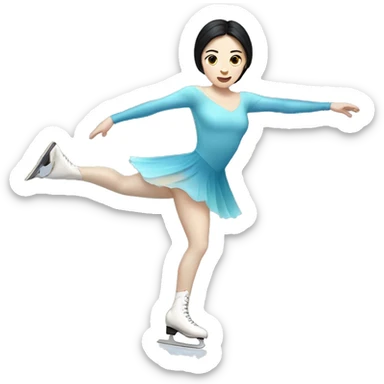 ice skater with black hair and pale skin skating trough the ice sticker