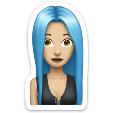 white punk jazz singer with blue straight long hair, woman, 43 years old sticker