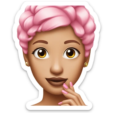 pink nails on tanned white skin  sticker