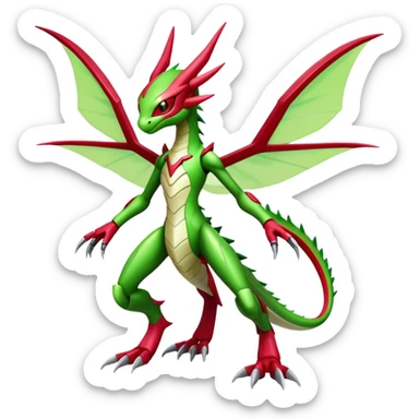  Cool Edgy Shiny Futuristic Ethereal Legendary Scizor-Digimon-Schyther-Flygon-hybrid full body sticker