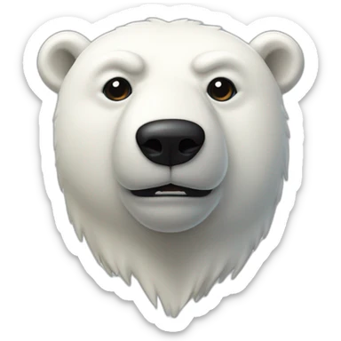 bust of an anthropomorphic polar bear with black hair in its head and three black dots in its muzzle sticker