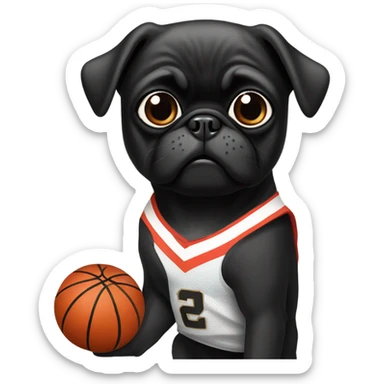 Black pug in a San Francisco basketball uniform sticker