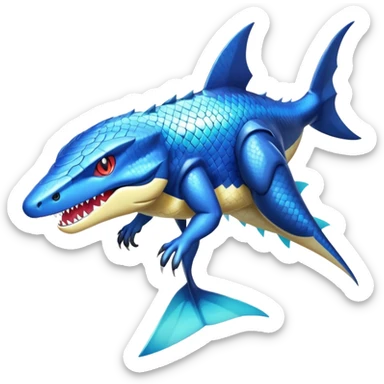 Shiny Exotic Colorful epic Sharpedo-Salandit-Garchomp-Gabite-Salamence-Koraidon-Fakémon-hybrid-creature (full body)  sticker