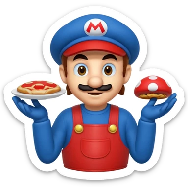 Super Mario che fa la spesa e si mangia un fungo sticker
