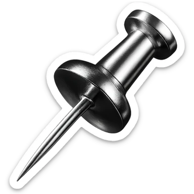 Make the entire pushpin chrome metallic with no red color and no background. sticker