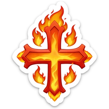 an X-cross on fire sticker