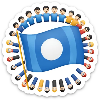 Flag Two blue lines up and down like the Israeli flag and the human circle on the Japanese flag in the middle  sticker