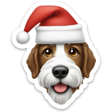 Brown and white Doodle wearing Santa hat sticker