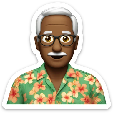 An older man with a pipe in a Hawaiian shirt sticker