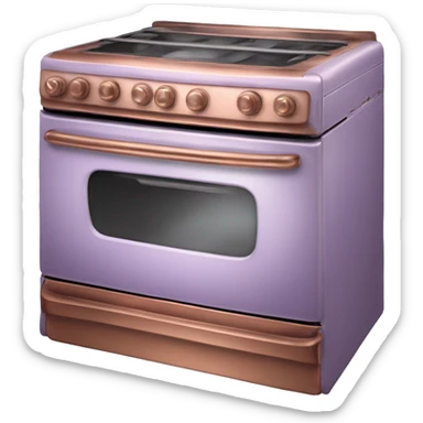 Realistic pastel purple and metallic copper vintage oven. sticker
