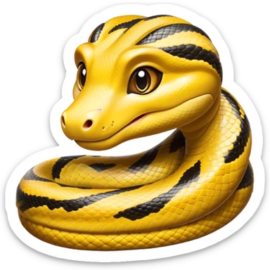 cinematic-cute-anaconda-portrait-emoji,-head-tilted-playfully-and-inquisitively,-with-a-sleek,-shimmering-body-adorned-with-detailed-scale-sriped patterns-and-round,-sparkling-eyes-full-of-wonder,-simplified-yet-irresistibly-adorable-features sticker