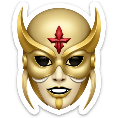 dark occult figure, gold mask, badass sticker