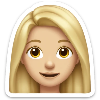 Blonde girl with long brown hair and brown eyes in braces sticker